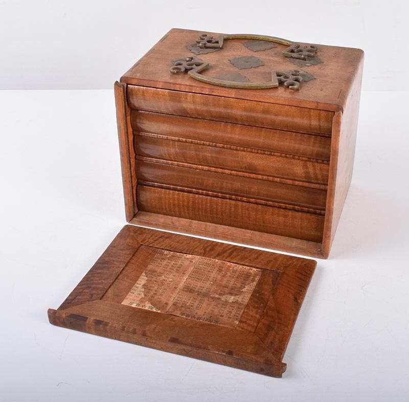 中国　竹嵌　骨牌　背竹牌　麻雀牌　木箱付　D　8693