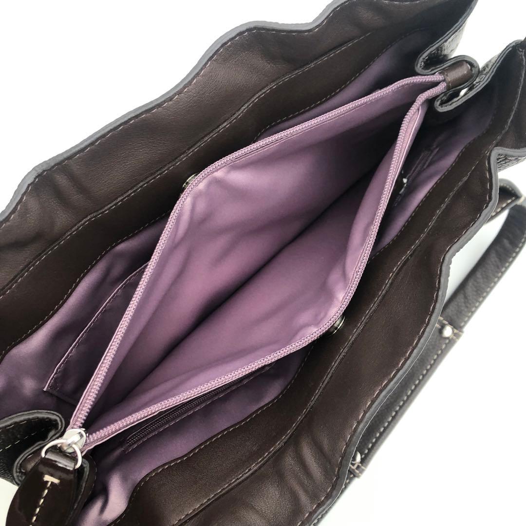 R【新品未使用】COACH ダークブラウン レザー ハンドバッグ