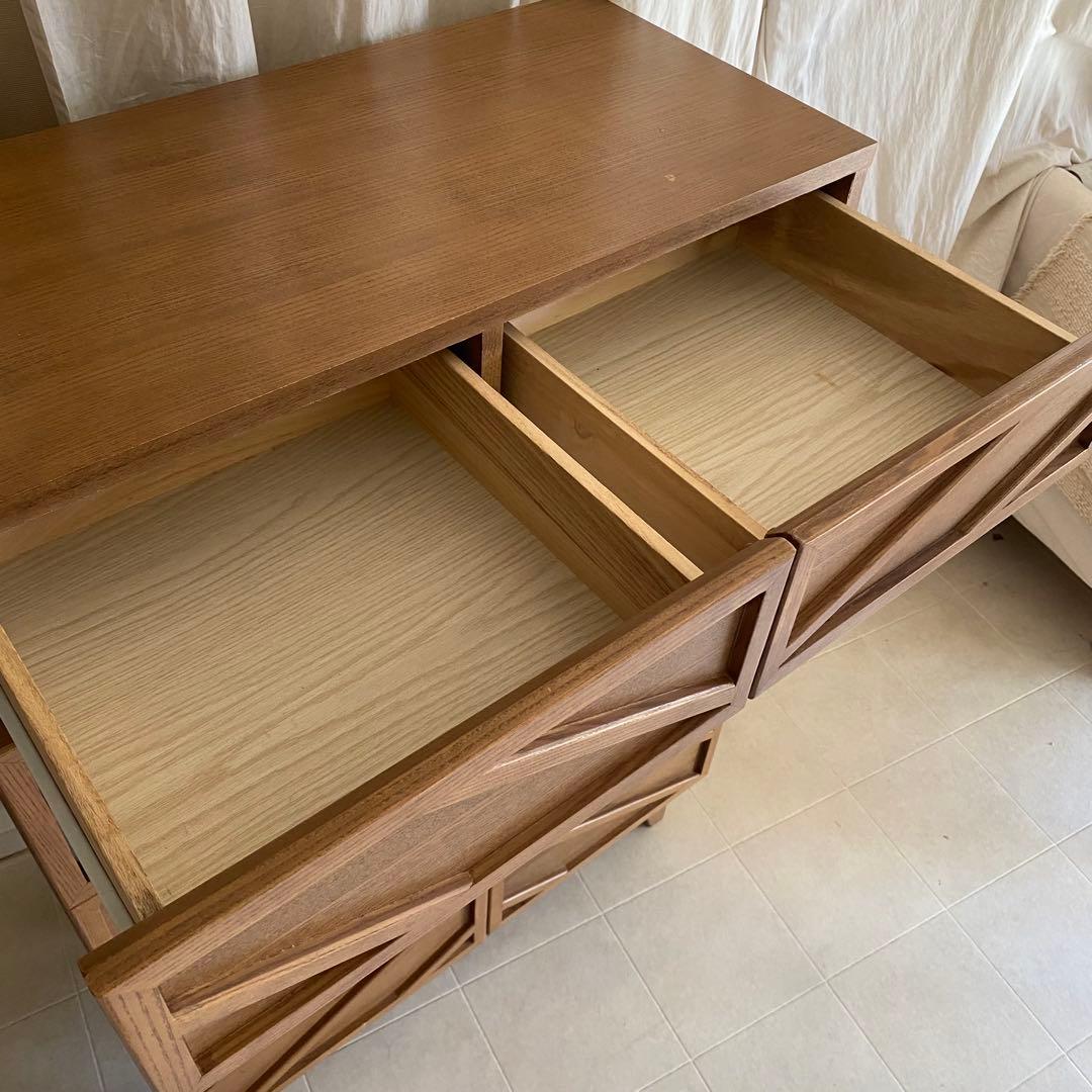 北欧 アンティーク キャビネット チェスト 格子 オーク ガラス 脚付き