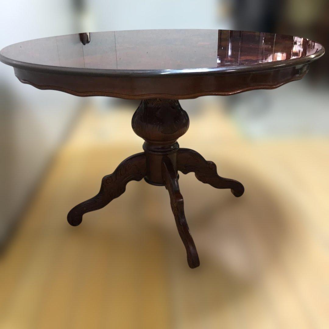 送料無料 ヨーロピアン調 象嵌装飾 丸テーブル ダイニングテーブル251127