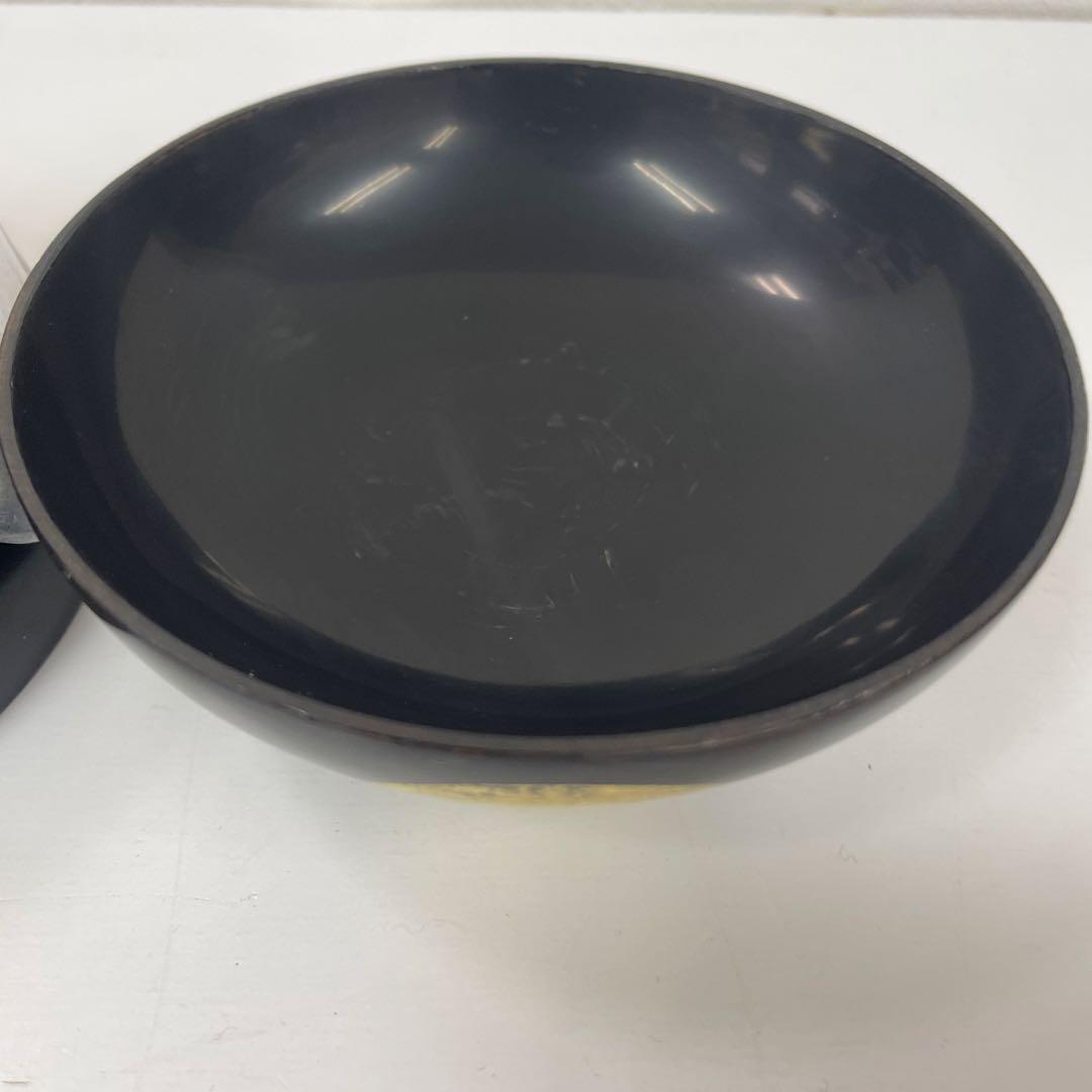 ツバキ 蓋付き椀 黒 金 銀丸模様 27客セット　少々難ありお値下げ品！