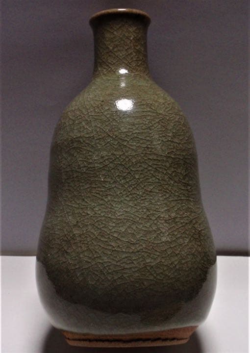 二代目　諏訪蘇山　飛青磁徳利