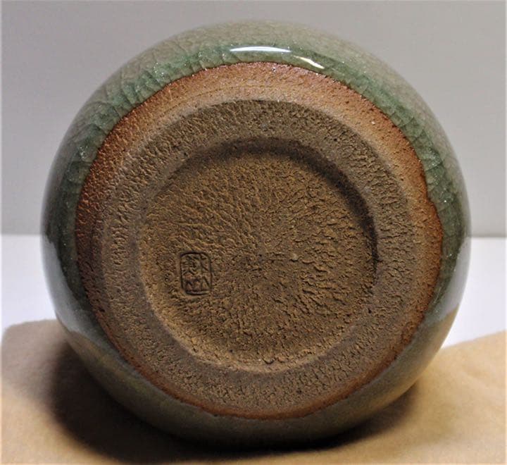 二代目　諏訪蘇山　飛青磁徳利