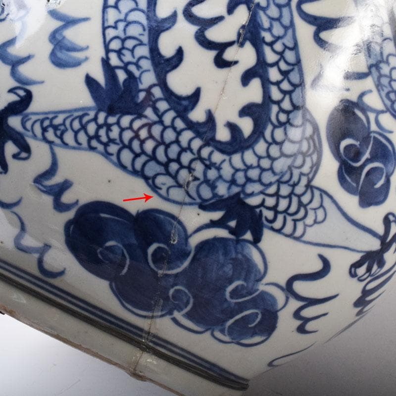 中国　青花　雲龍文鉢　植木鉢　盆栽鉢　N　7768C