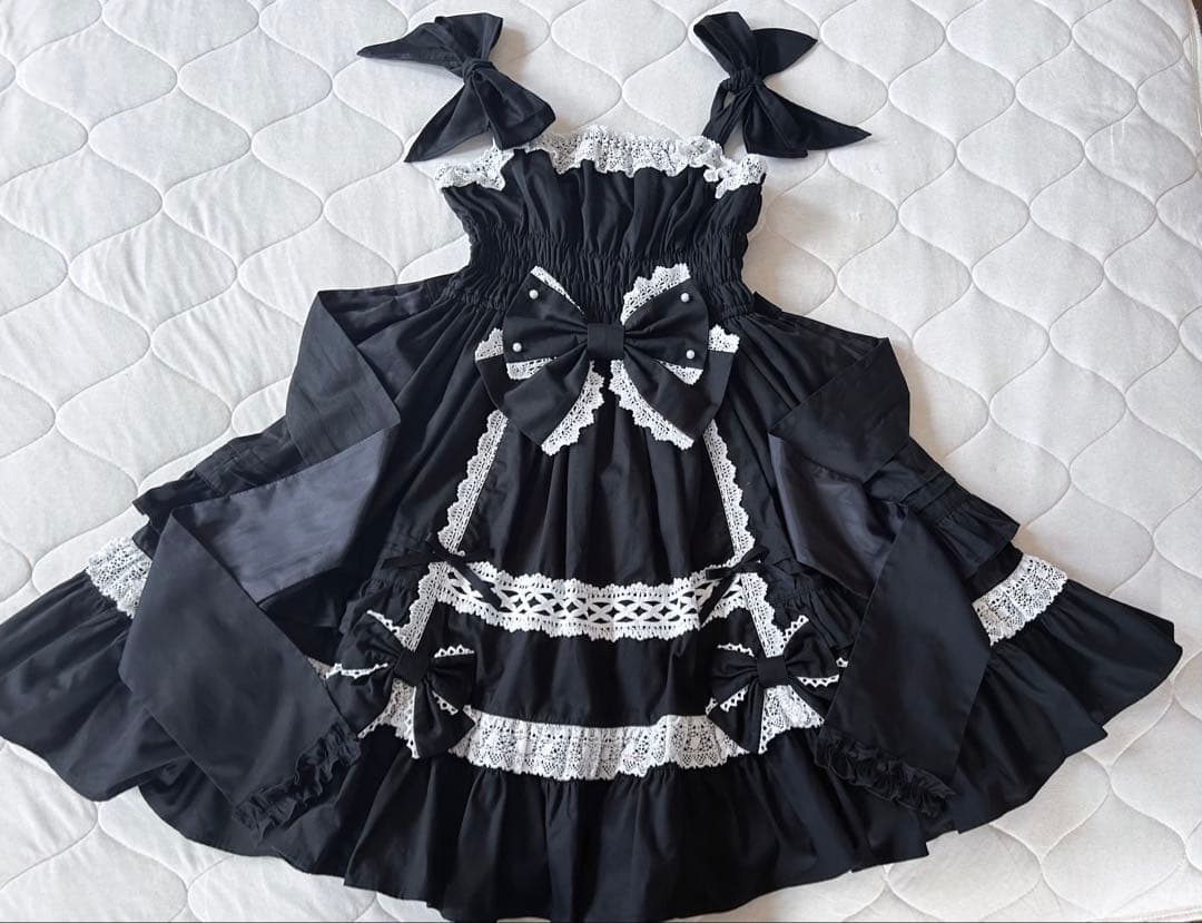 Angelic Pretty リボンシャーリングジャンパースカート