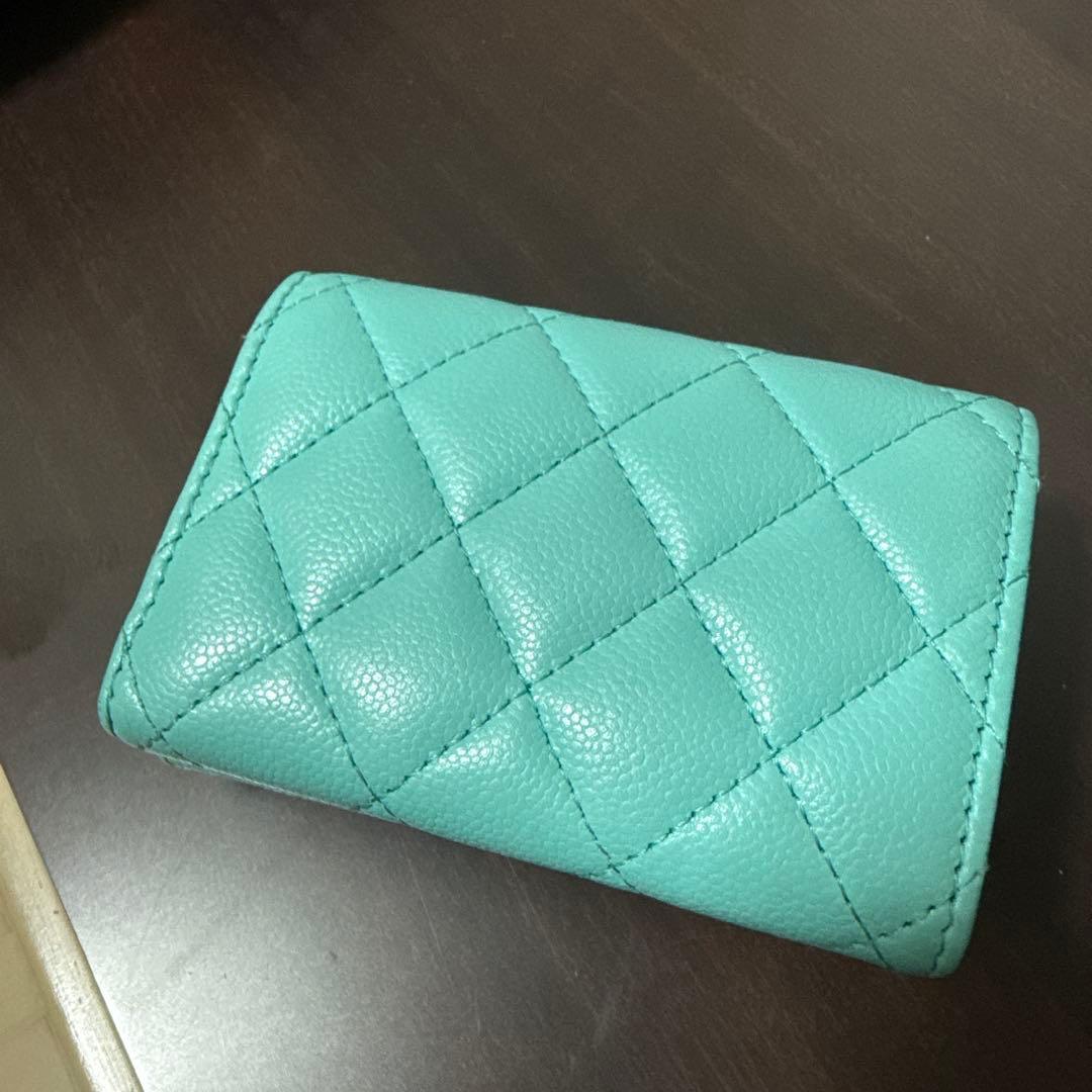 CHANEL 三つ折り財布 ミントグリーン