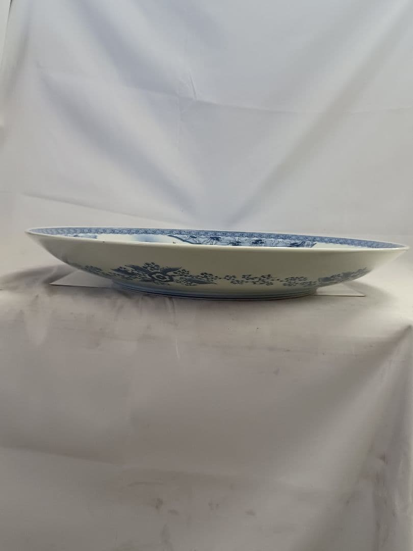 有田焼 間取鯉鶴山水 尺8大皿 忠峰作 2尺皿 大きな飾り皿 皿立て 額