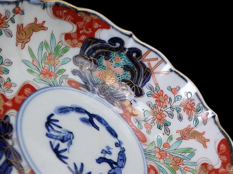 古伊万里 金襴手 兎に花の図 膾皿 2客 B338AS-CVaの通販はau PAY