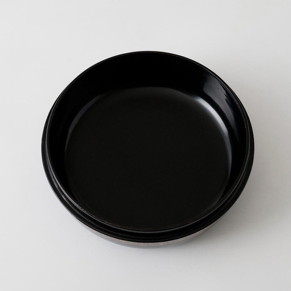 時代年代物 輪島塗 黒塗 金蒔絵 喰籠 浪に兎紋 茶道具 懐石