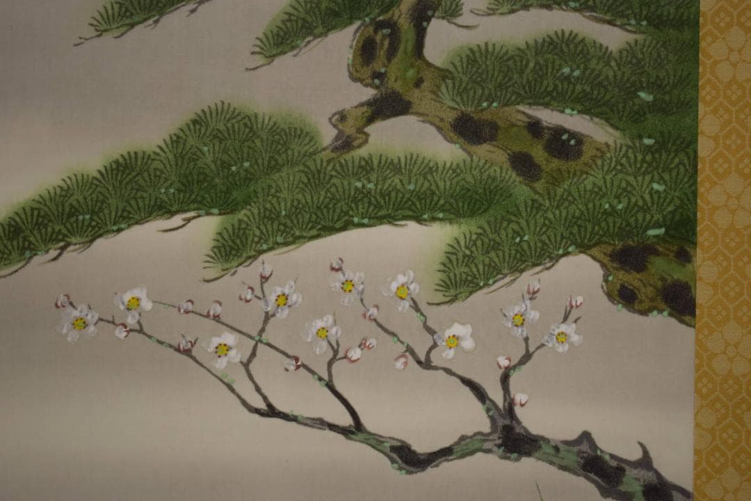 複製/昇月/松竹梅/天神図/工芸/布袋屋掛軸HI-748