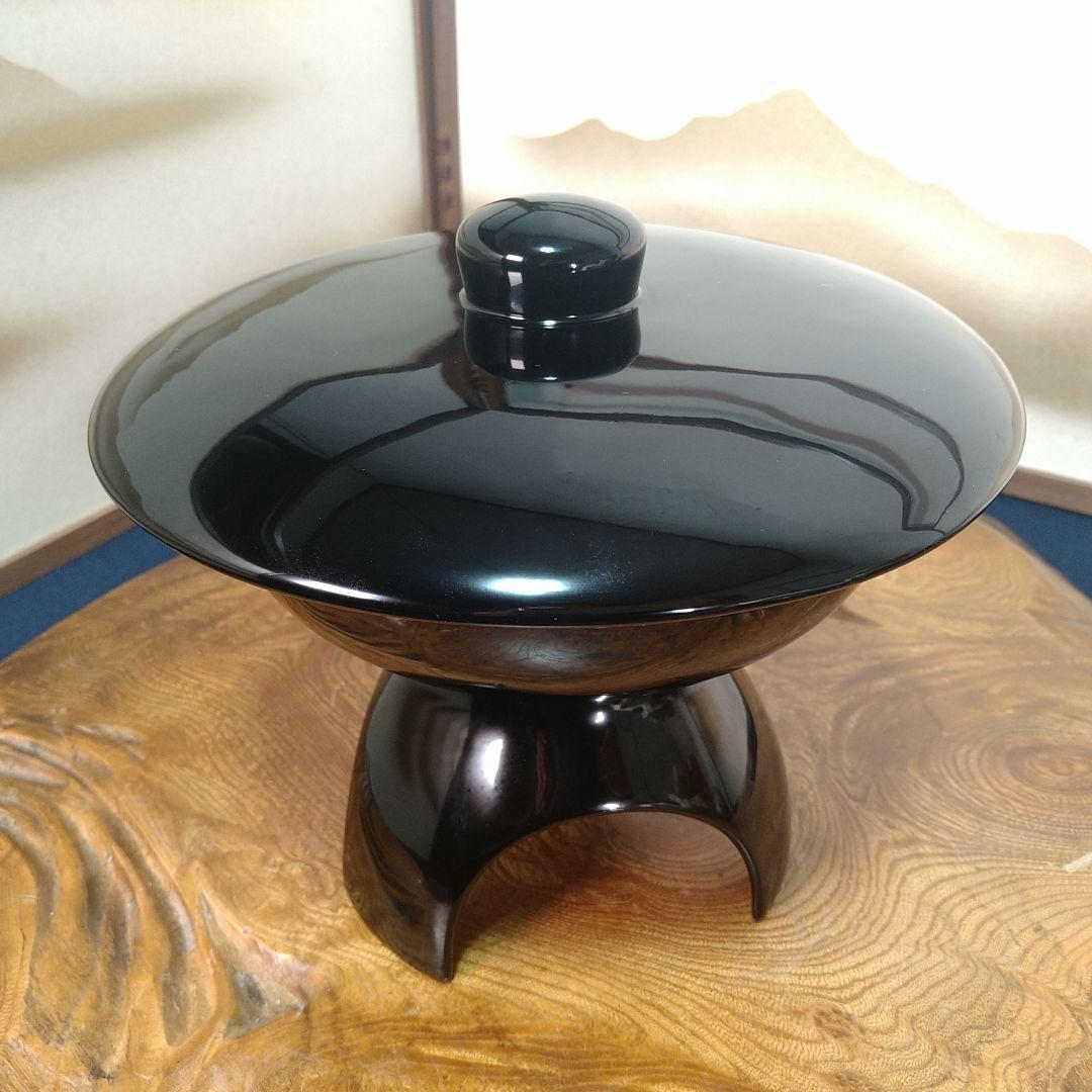 夢子AC80 輪島塗 菓子器 灯籠型菓子器 蓋付 三脚 木製漆 高脚 木箱