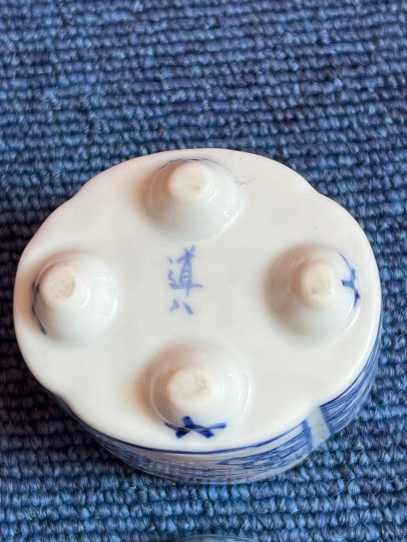 1001 中国 骨董 道八 染付 瓢箪香炉 時代物