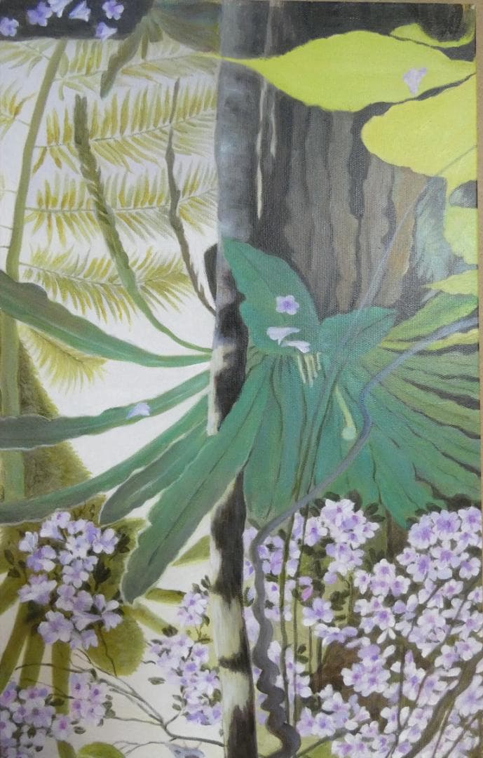 油絵　額付き　田中一村　【 奄美の杜 】手描き　M10