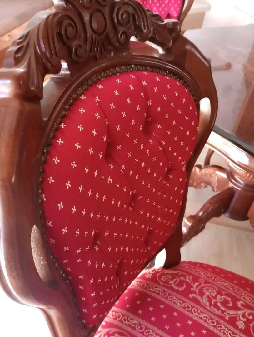 センターテーブル、ダイニングデーブル椅子2脚セット　　猫足　アンティーク