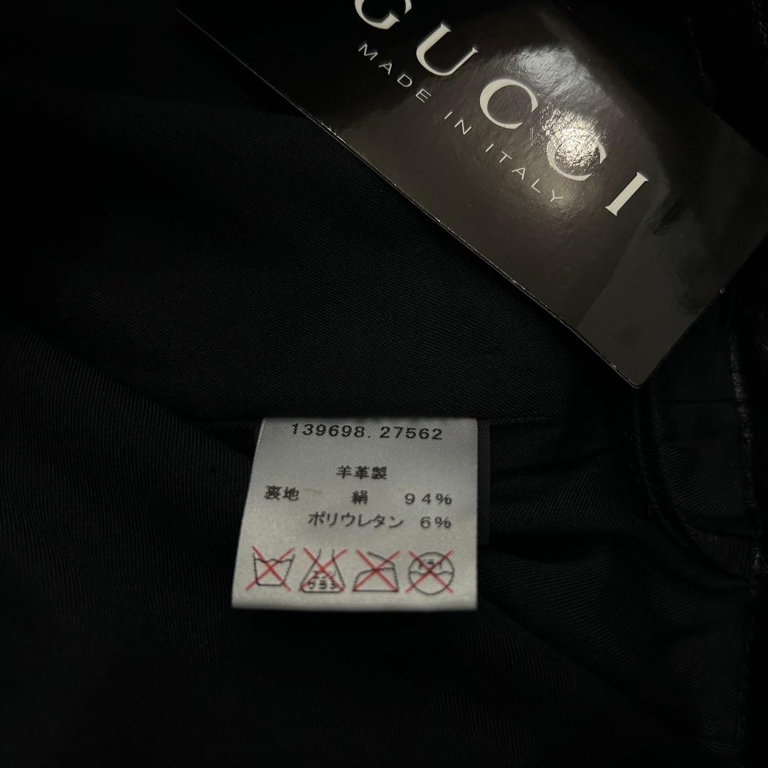 トムフォード期 GUCCI レザー タイトスカート 38 バンブー ベルト付き