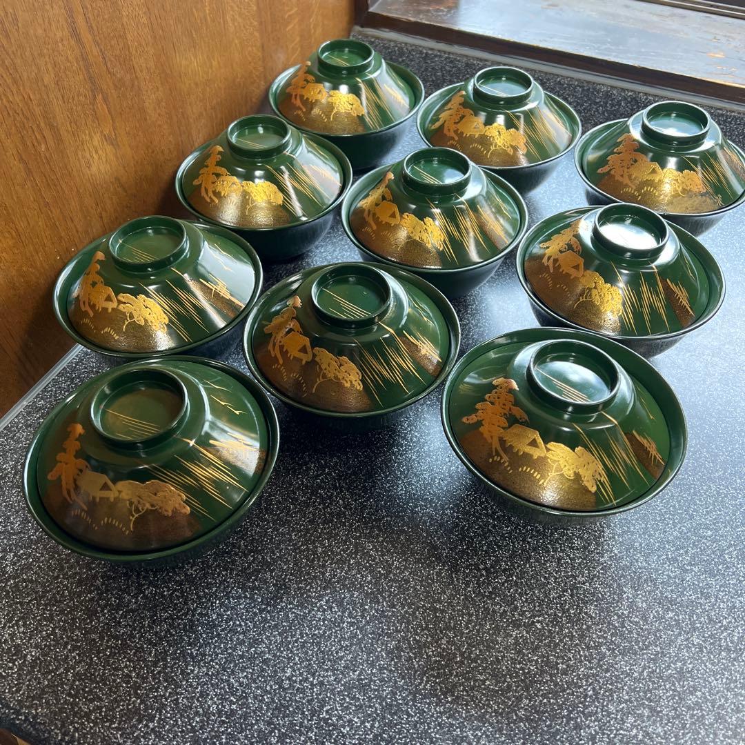 新年に高級輪島塗　富士型　汁椀　昭和初期　５客に変更します　10客ではありません