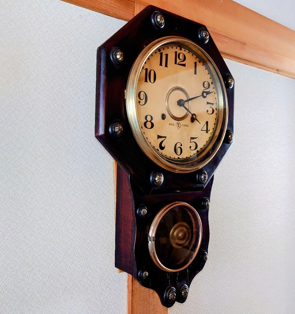 〈完動・美品〉イングラハム　ローズウッド和藤内八角ゼンマイ振り子時計　古時計