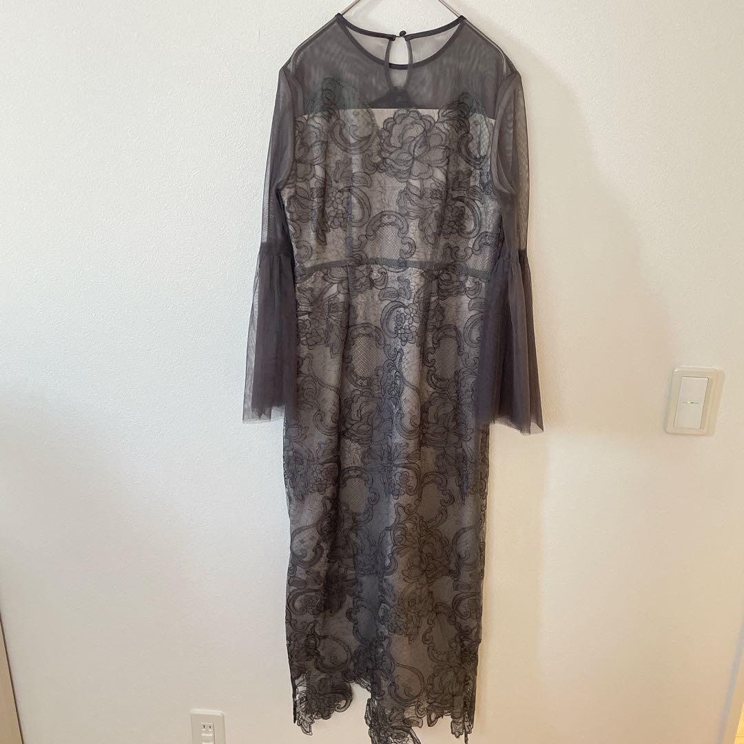 Leja 異素材シアー刺繍レース　ワンピースパーティードレス　結婚式