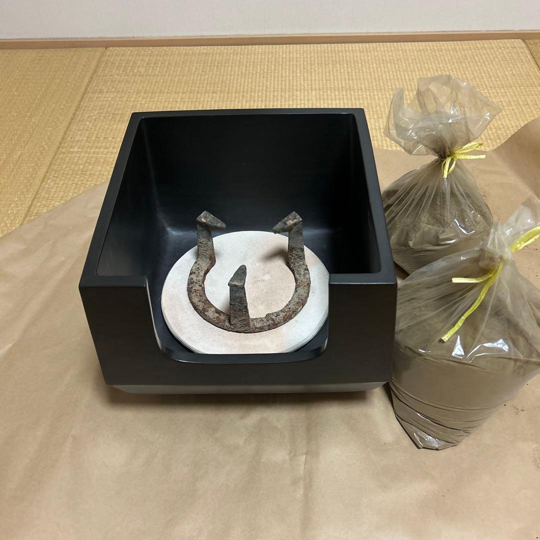 ほぼ未使用 華道具 木製黒真塗 花蒔絵 螺鈿付 花台 飾台 置台 盆栽台