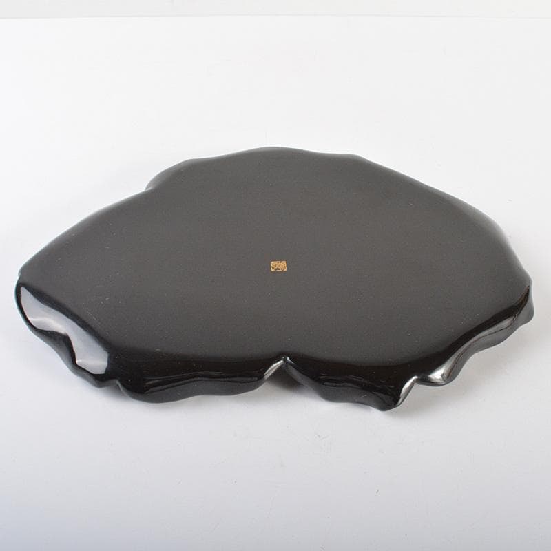 煎茶道具　黒漆塗　葉盆　煎茶盆　香盆　在銘　C　R6776