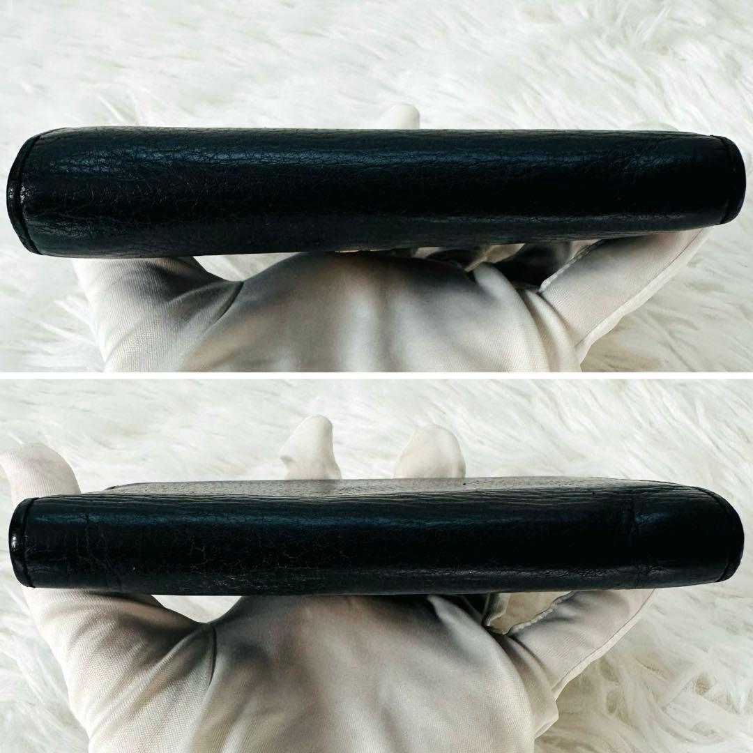 【美品】TORY BURCH 三つ折り財布 シボ革 黒