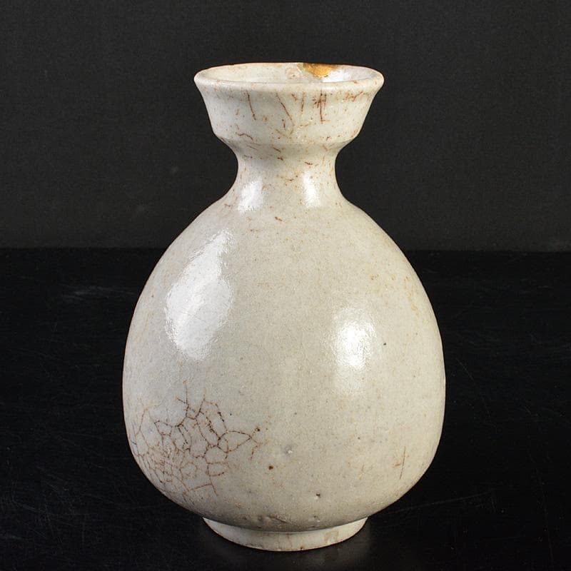 朝鮮美術　李朝　高麗白磁　徳利　金継ぎ直しあり　時代箱　M　R7479