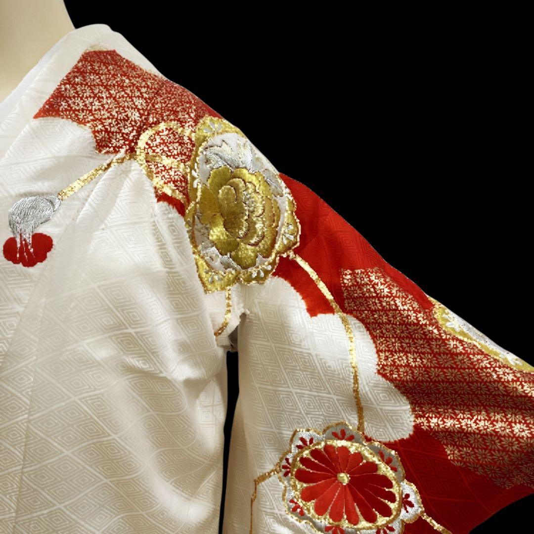 ◎mk-1564 引き振袖 婚礼衣装 金駒刺繍 G.H-8-6