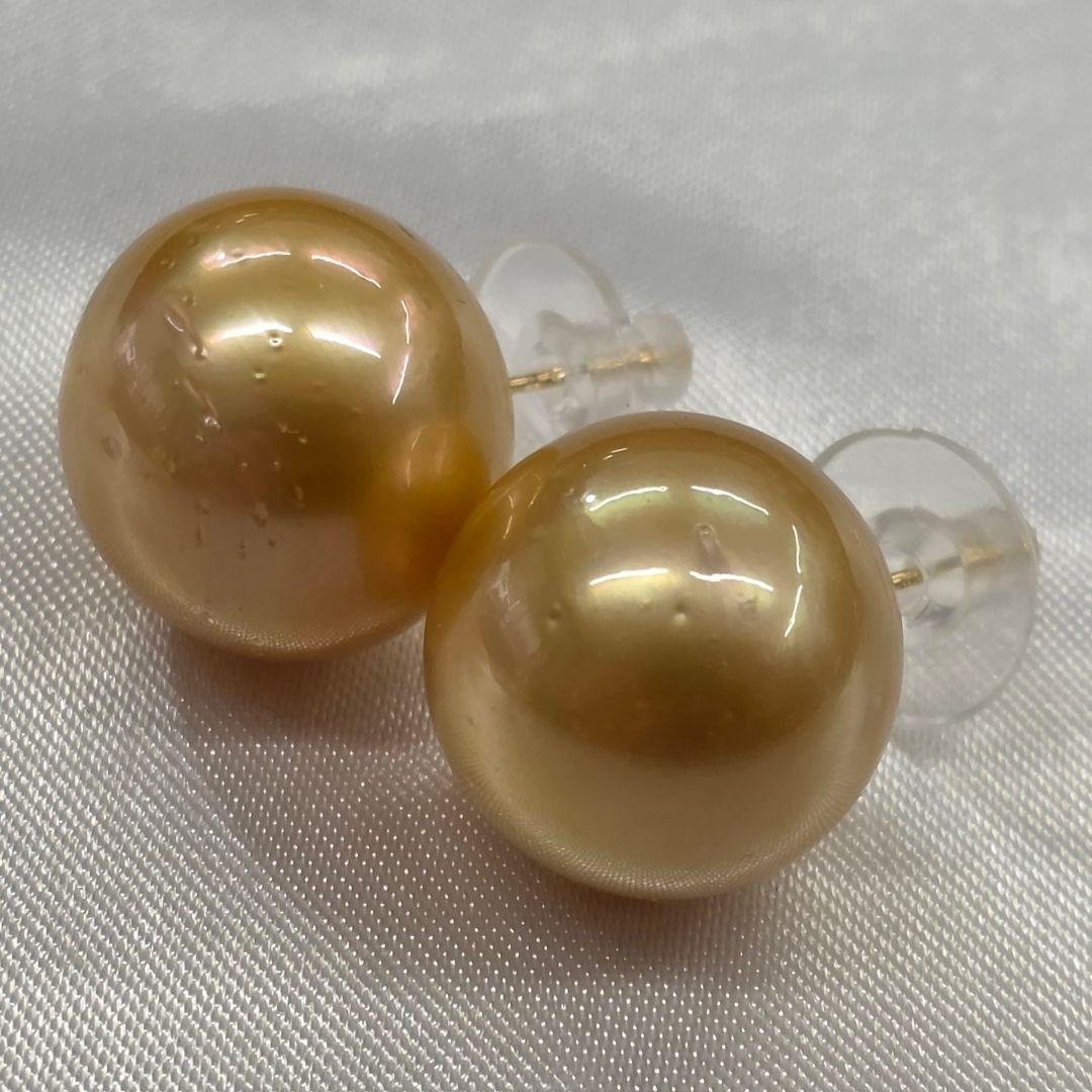 K18 ゴールデンパールピアス 15.4mm 11g