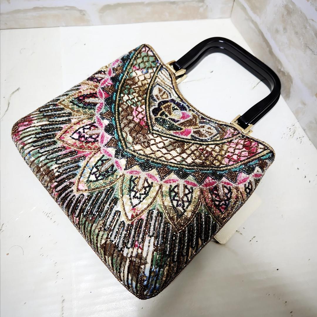 ★はしもと/LUMY「薔薇孔雀」フォーマル 2WAYトートバッグ 美品 希少レア