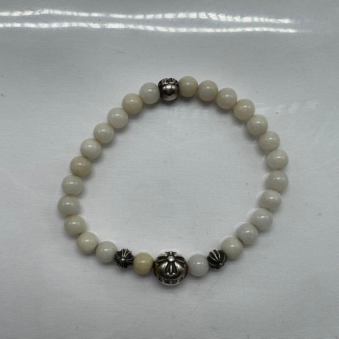 クロムハーツCHROMEHEARTSビーズブレスレット ホワイトビーズ 6ｍｍ