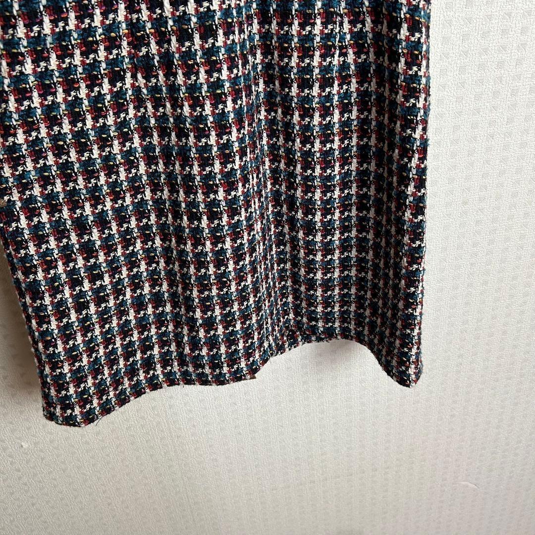 【美品】an ツイード ノースリーブ ミニドレス S