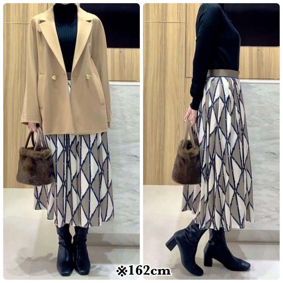 【ANAYI】25AW 新作　即完売色　ベルトプリント　ランダムタックスカート