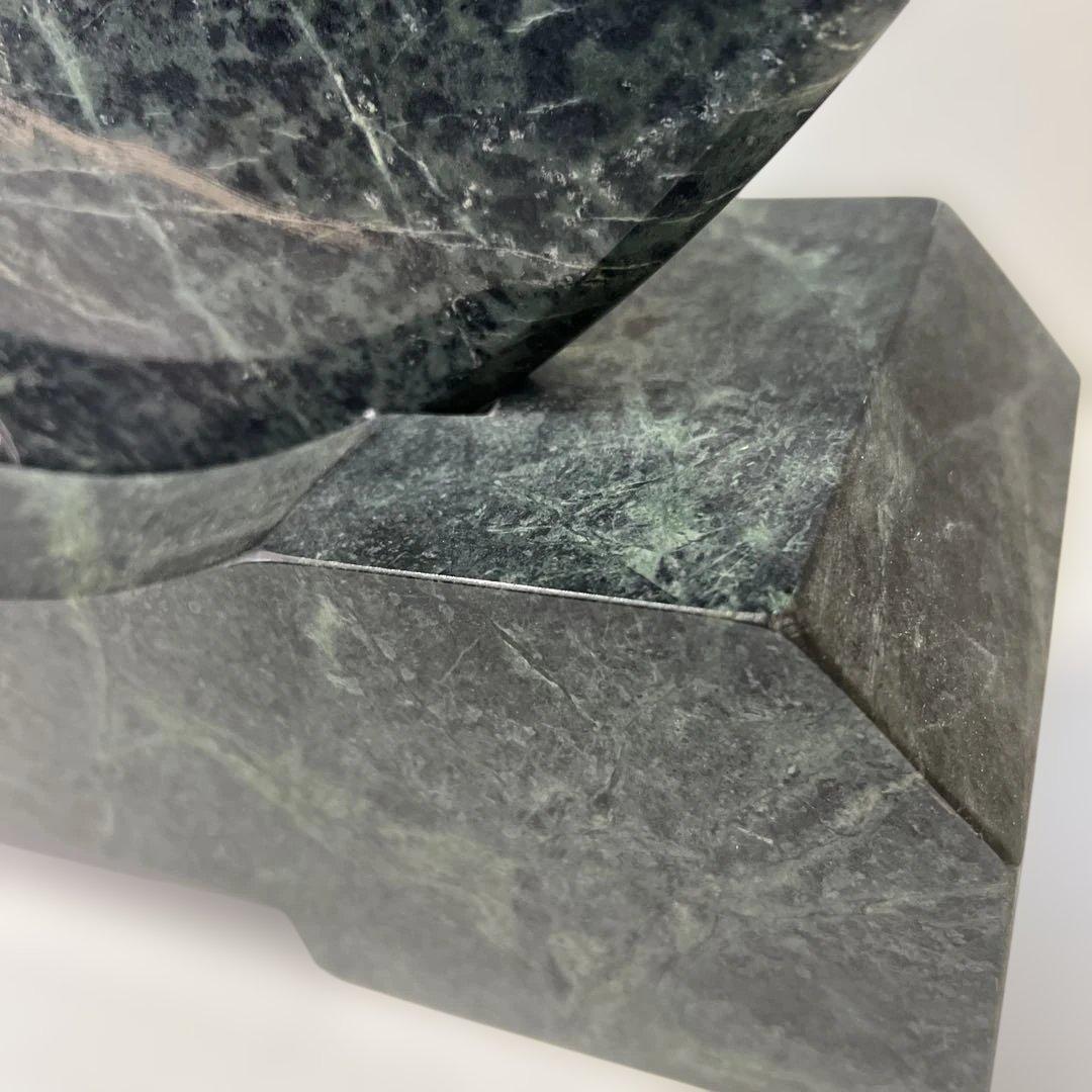 【高級美術品】大理石 影彫り 円形 石板画／白虎図 巨大サイズ 銘・台座付