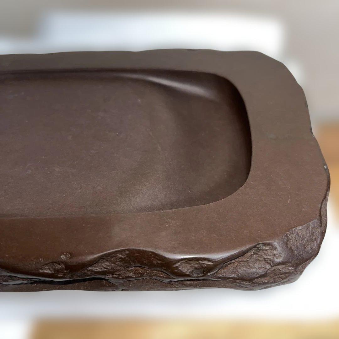 ⭕️赤間硯 名工 堀尾卓司 野面硯 共桐箱 女性好み作品 均整