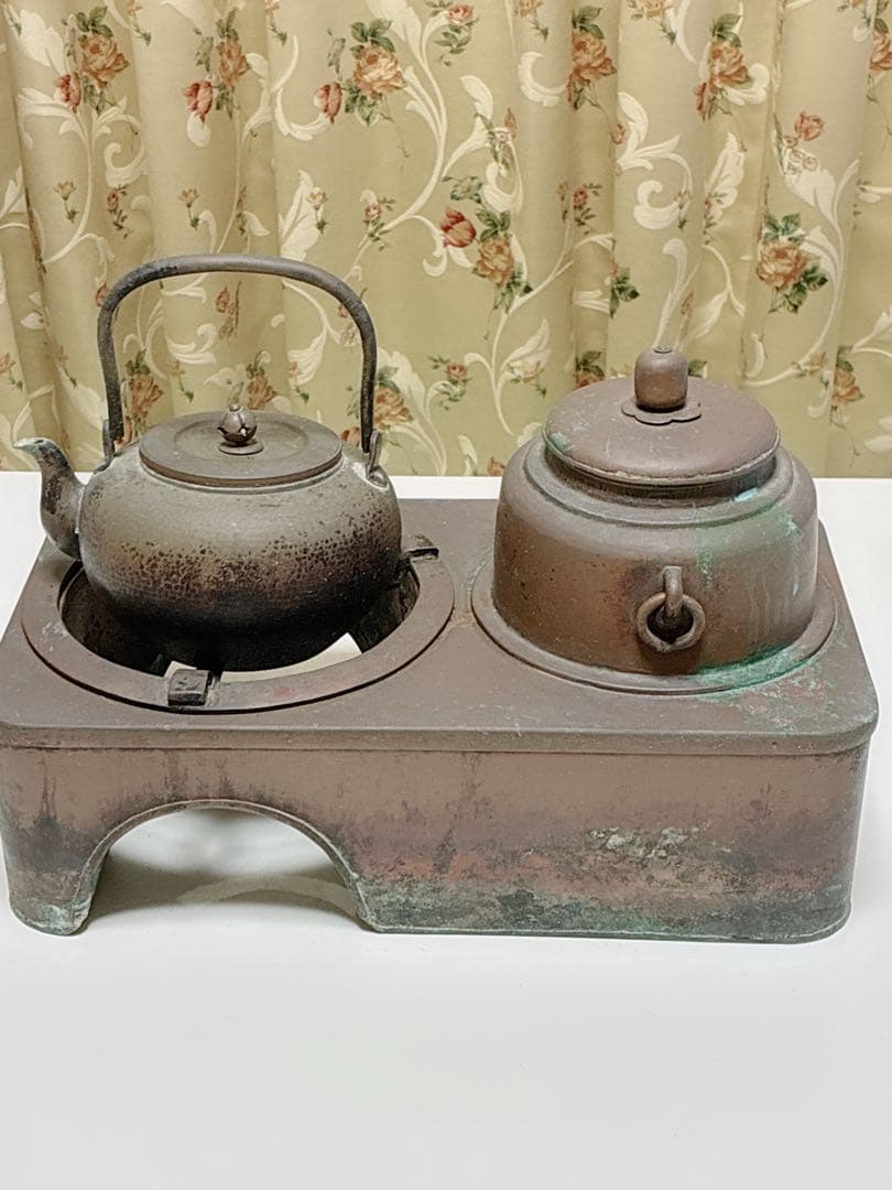 燗銅壺 酒燗器 銅やかん 時代物 五徳 酒沸かし アンティーク 長火鉢用 酒