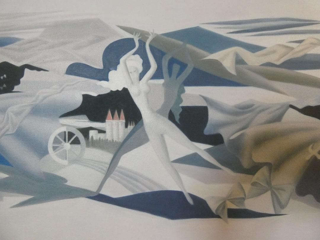 user_2e385f1e　油彩　東郷青児天使の樂園　額装済み 肉筆手描き