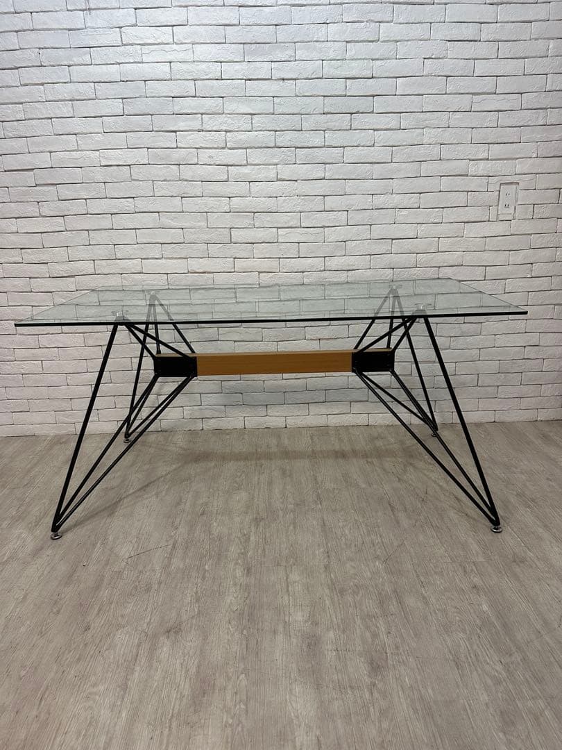 【東京都23区配送無料】デザイナーズ　ガラス　ダイニングテーブル　リビング　格安