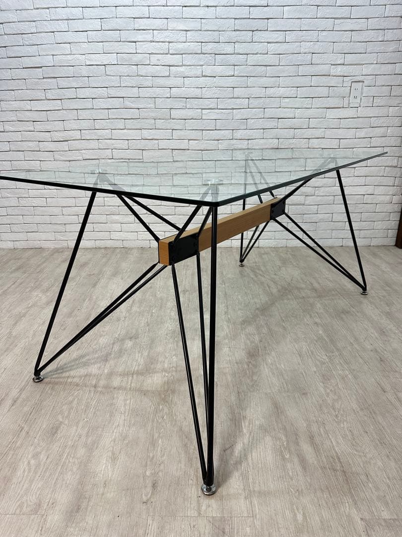 【東京都23区配送無料】デザイナーズ　ガラス　ダイニングテーブル　リビング　格安