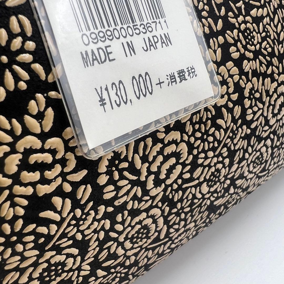 未使用 定価13万 CRESCEND 和装用バッグ 黒とベージュの薔薇　印伝