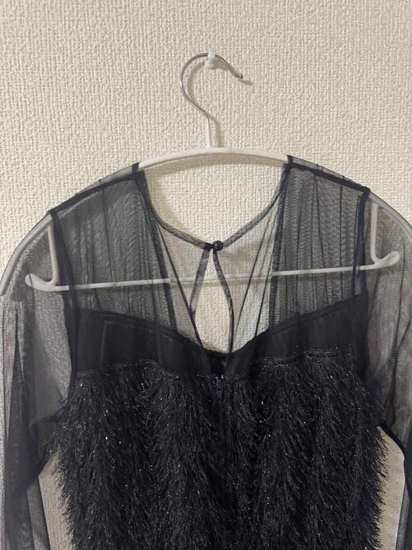 glitter shaggy dress ブラック