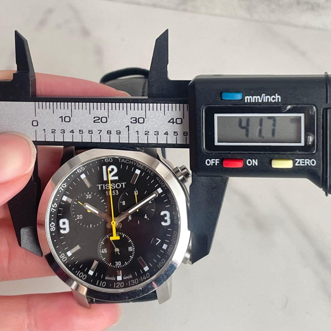 稼動品　TISSOT ティソ1853 クロノグラフ　黒 黄針　メンズ　腕時計