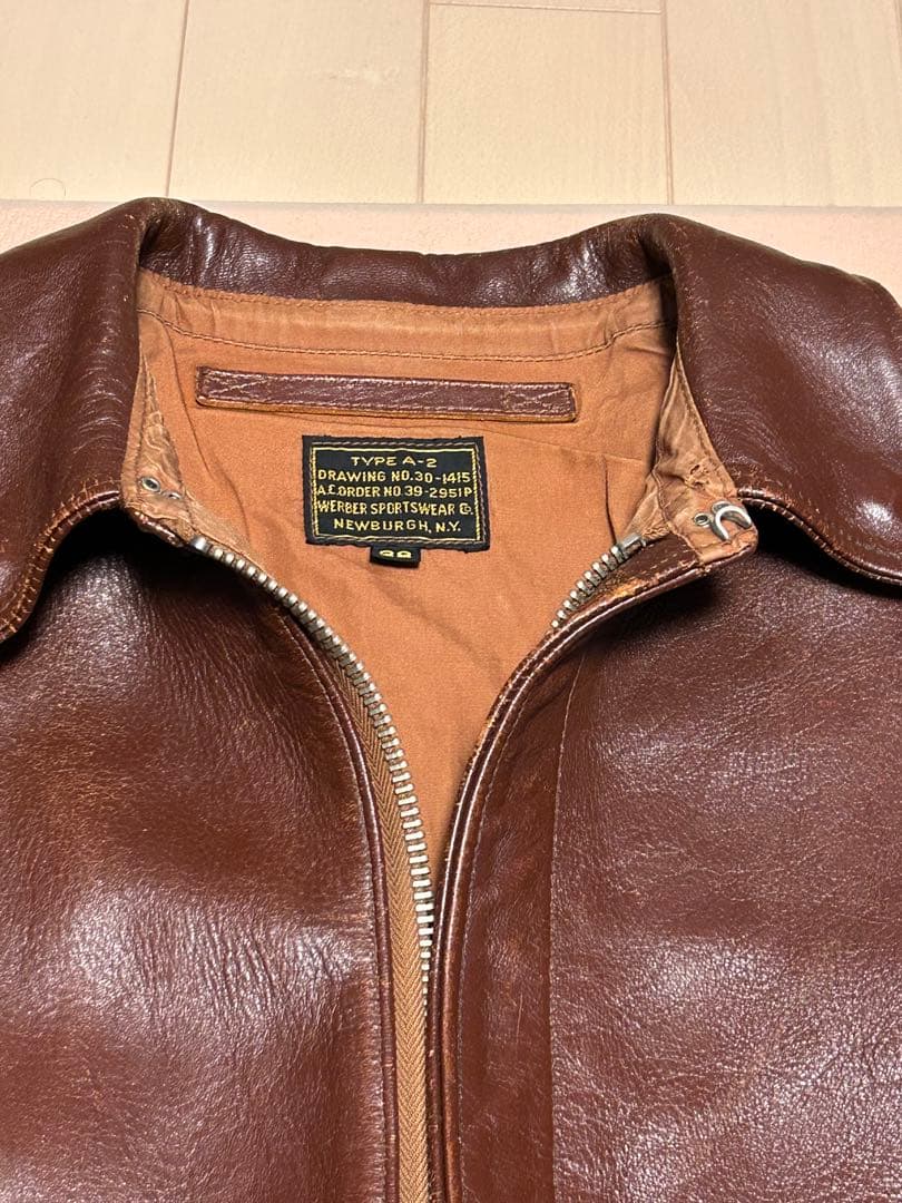 希少 旧リアルマッコイズ A-2 サイズ38 ウェーバースポーツウェア実名