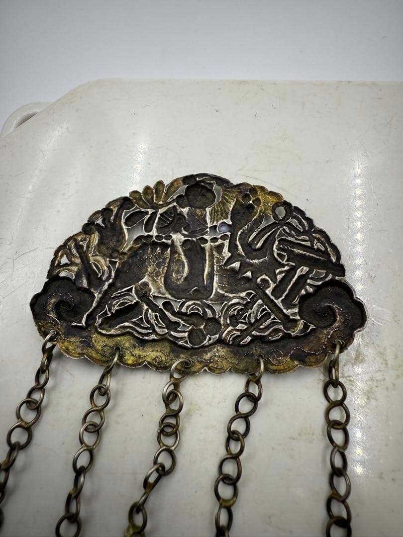 中国清代銀製麒麟童子