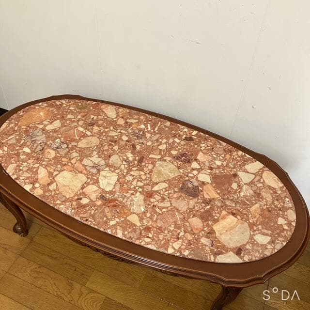 福岡限定 直接引取or配送】イタリア製 大理石 アンティーク ローテーブル