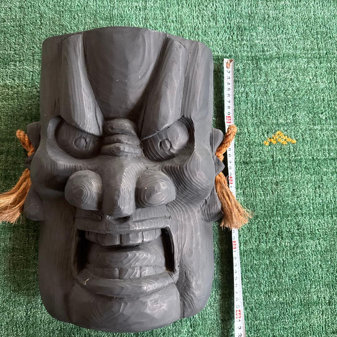 木彫りお面 鬼 魔除け面 竈神 カマド神 火難除け/盗難防止/家内安全/