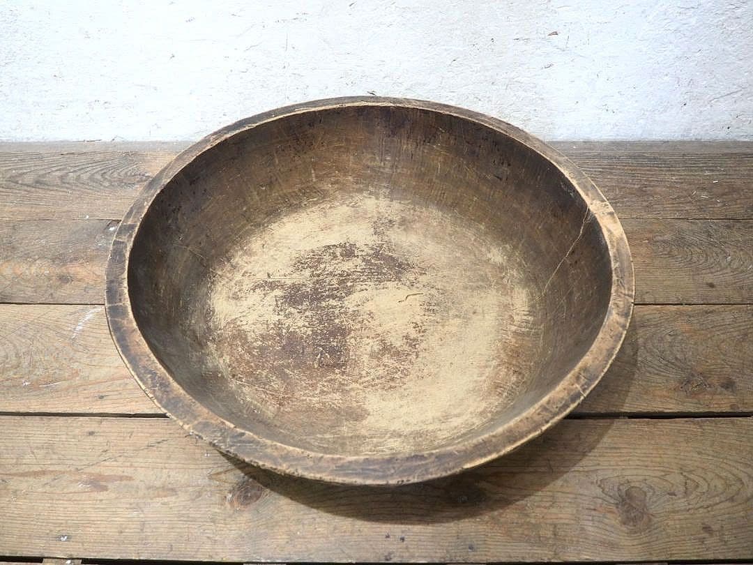 1349 W62cm レトロなこね鉢 捏ね鉢 蕎麦打ち うどん 古道具 木皿
