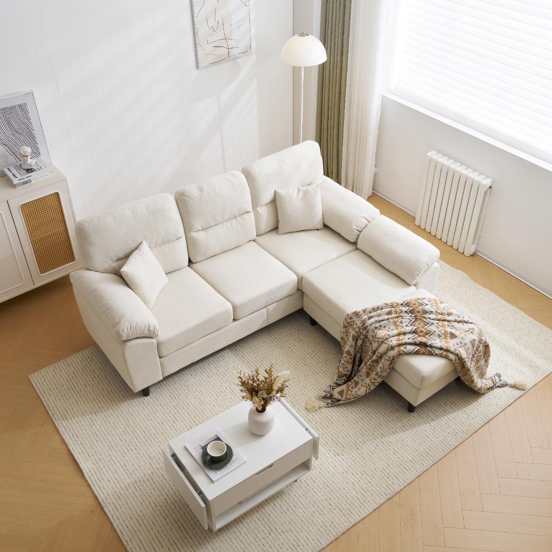 超人気✨2-5人掛けソファーセットコーナーL字 クッション付きWHITE