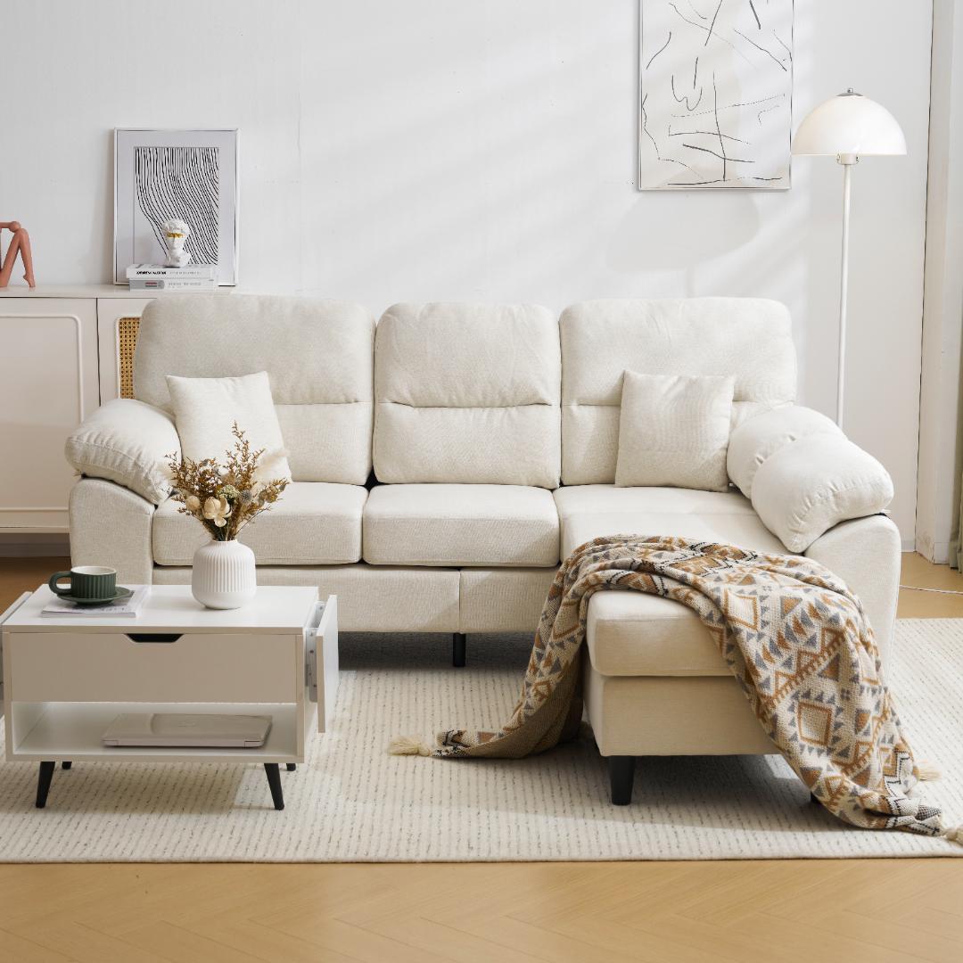 超人気✨2-5人掛けソファーセットコーナーL字 クッション付きWHITE