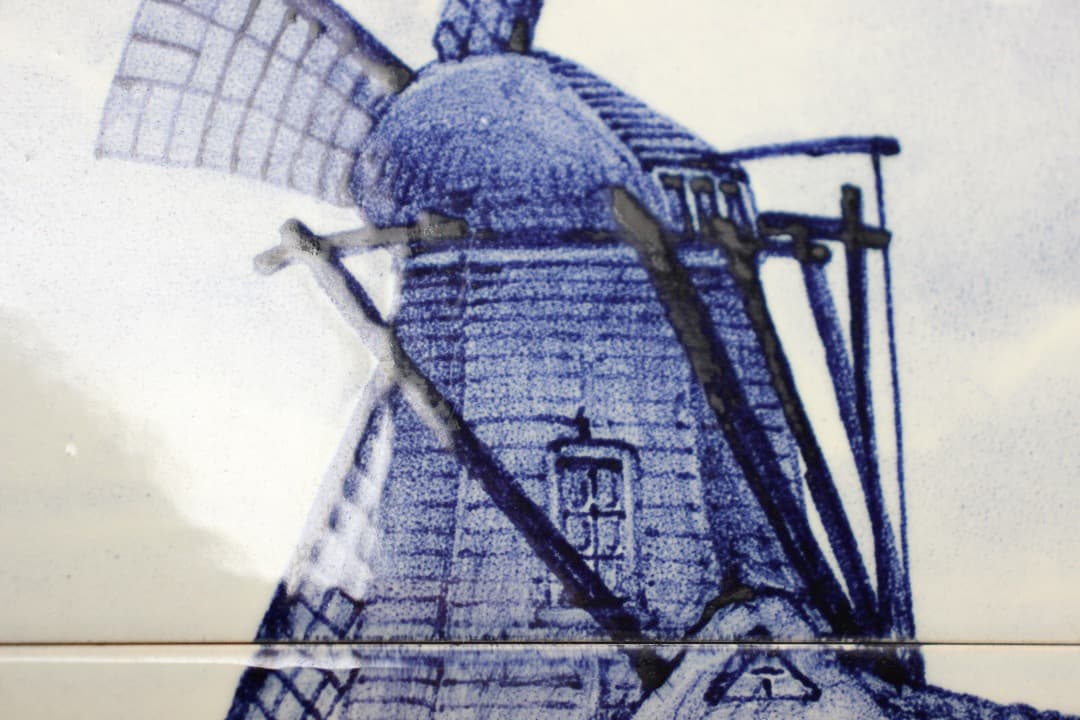 オランダ デルフト タイル画 タイルタブロー 額飾り 風車 船 - メルカリ