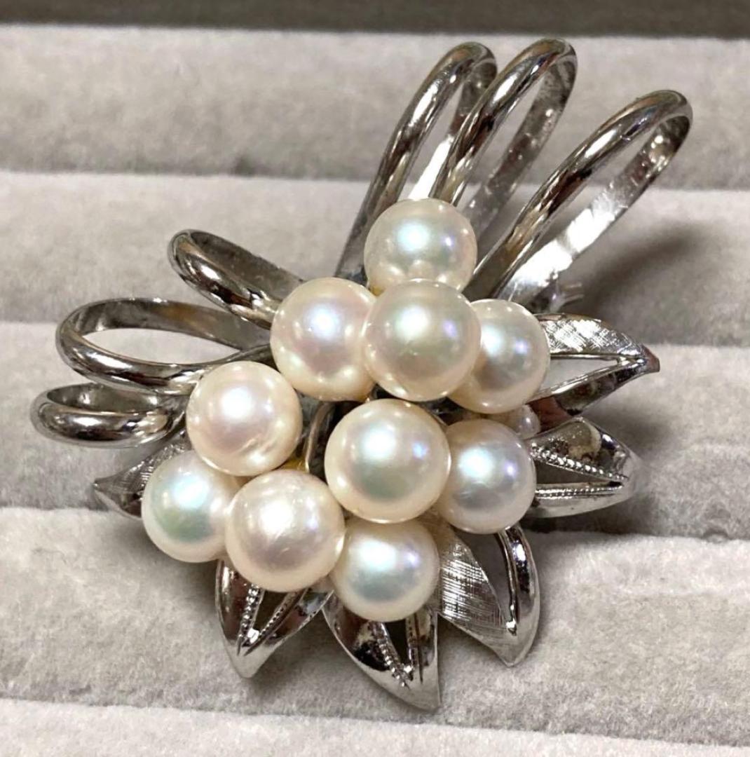 セール価格☆あこや真珠ブローチ シルバー刻印本真珠パールアコヤ